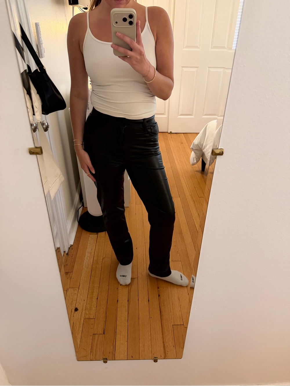 Abercrombie & Fitch Black Faux Leather Straight-Leg Pants